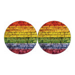 LGBT Pride Rainbow Brick Wall Print Car Coasters