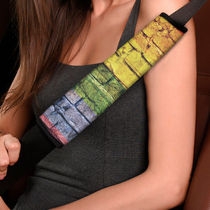 LGBT Pride Rainbow Brick Wall Print Car Seat Belt Covers