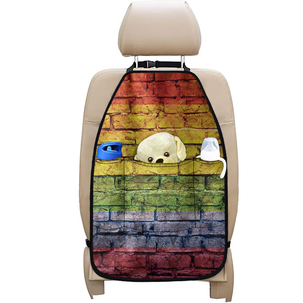 LGBT Pride Rainbow Brick Wall Print Car Seat Organizers