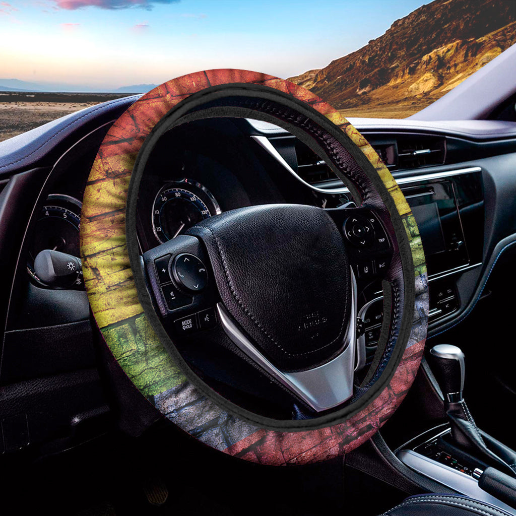 LGBT Pride Rainbow Brick Wall Print Car Steering Wheel Cover