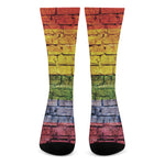 LGBT Pride Rainbow Brick Wall Print Crew Socks