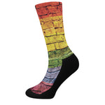 LGBT Pride Rainbow Brick Wall Print Crew Socks