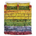 LGBT Pride Rainbow Brick Wall Print Duvet Cover Bedding Set