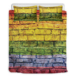 LGBT Pride Rainbow Brick Wall Print Duvet Cover Bedding Set