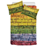 LGBT Pride Rainbow Brick Wall Print Duvet Cover Bedding Set