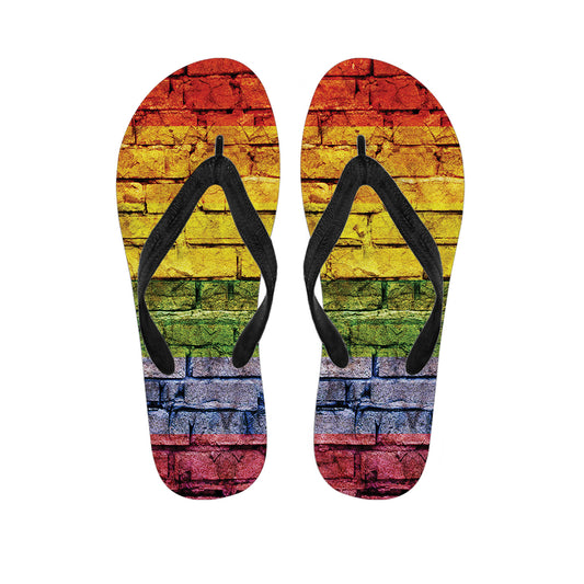 LGBT Pride Rainbow Brick Wall Print Flip Flops