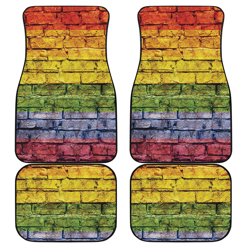 LGBT Pride Rainbow Brick Wall Print Front and Back Car Floor Mats