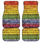 LGBT Pride Rainbow Brick Wall Print Front and Back Car Floor Mats