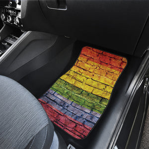 LGBT Pride Rainbow Brick Wall Print Front and Back Car Floor Mats