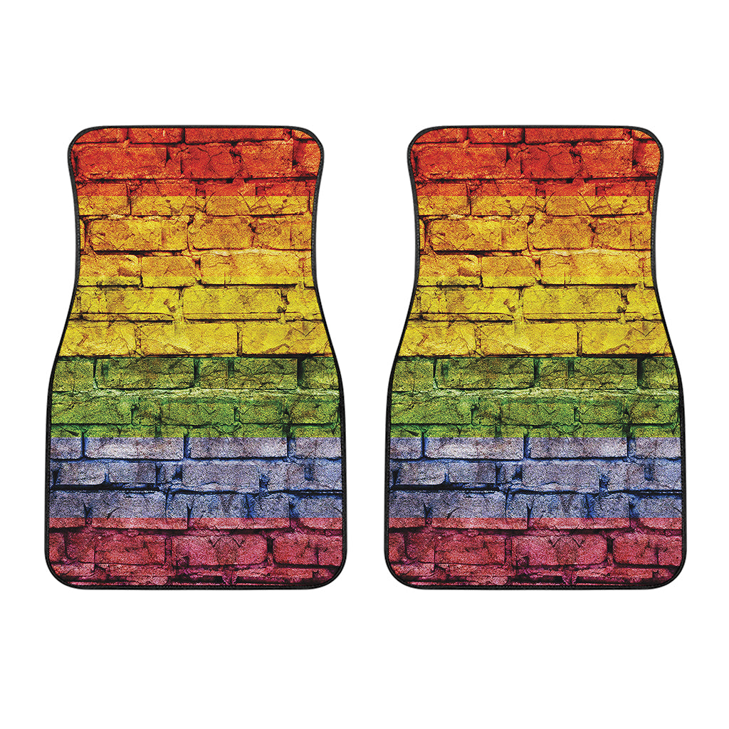 LGBT Pride Rainbow Brick Wall Print Front Car Floor Mats