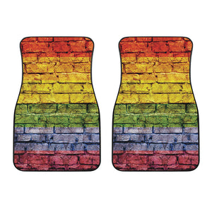 LGBT Pride Rainbow Brick Wall Print Front Car Floor Mats