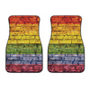 LGBT Pride Rainbow Brick Wall Print Front Car Floor Mats