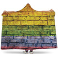 LGBT Pride Rainbow Brick Wall Print Hooded Blanket