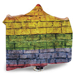 LGBT Pride Rainbow Brick Wall Print Hooded Blanket