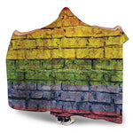 LGBT Pride Rainbow Brick Wall Print Hooded Blanket