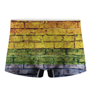 LGBT Pride Rainbow Brick Wall Print Men's Boxer Briefs