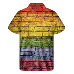 LGBT Pride Rainbow Brick Wall Print Men's Short Sleeve Shirt