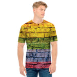 LGBT Pride Rainbow Brick Wall Print Men's T-Shirt