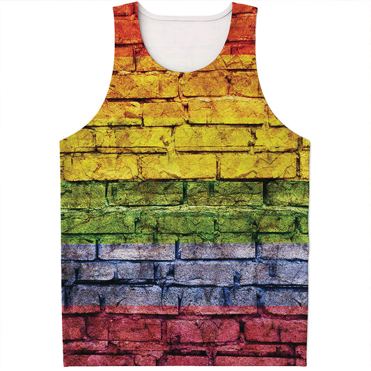 LGBT Pride Rainbow Brick Wall Print Men's Tank Top