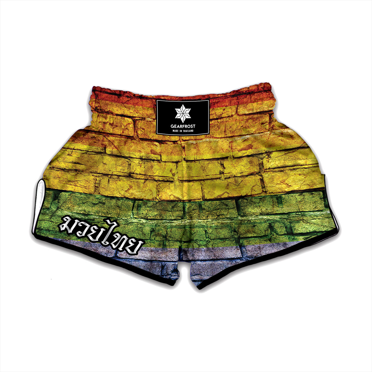 LGBT Pride Rainbow Brick Wall Print Muay Thai Boxing Shorts