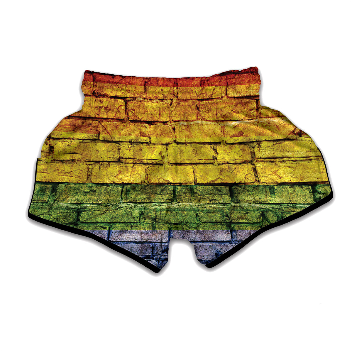 LGBT Pride Rainbow Brick Wall Print Muay Thai Boxing Shorts