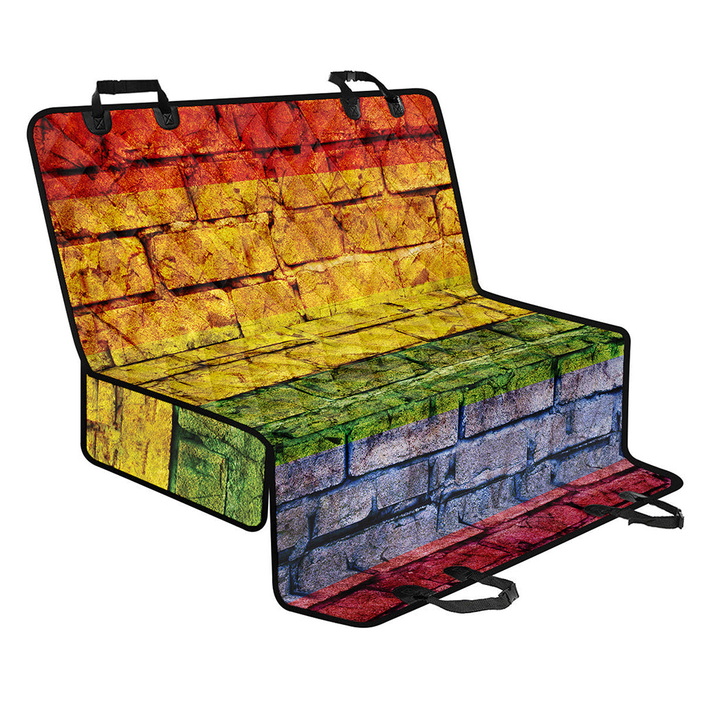 LGBT Pride Rainbow Brick Wall Print Pet Car Back Seat Cover