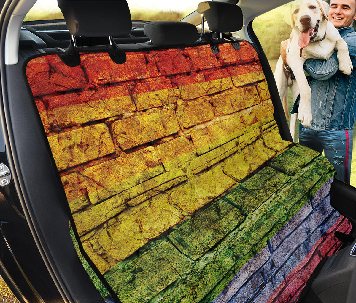 LGBT Pride Rainbow Brick Wall Print Pet Car Back Seat Cover