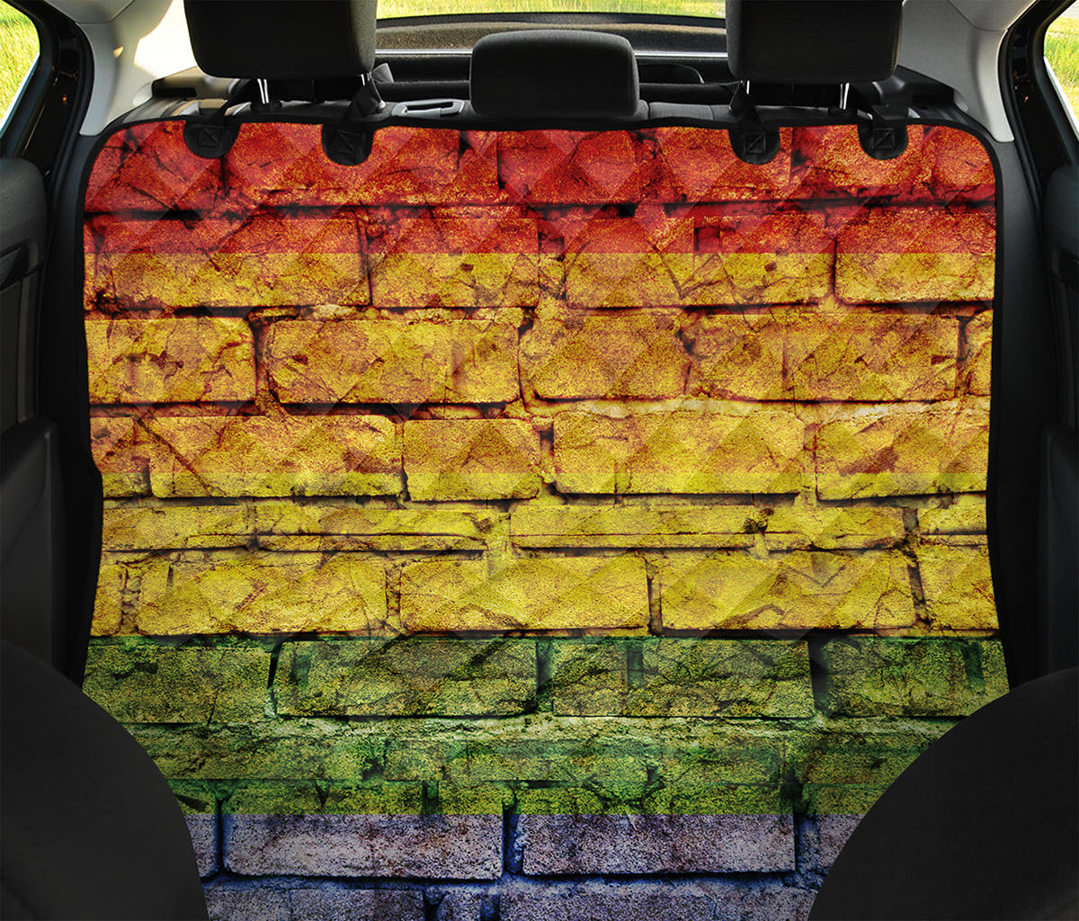 LGBT Pride Rainbow Brick Wall Print Pet Car Back Seat Cover