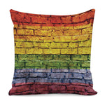 LGBT Pride Rainbow Brick Wall Print Pillow Cover