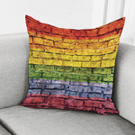 LGBT Pride Rainbow Brick Wall Print Pillow Cover