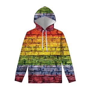 LGBT Pride Rainbow Brick Wall Print Pullover Hoodie