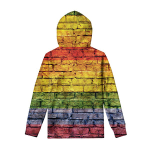 LGBT Pride Rainbow Brick Wall Print Pullover Hoodie