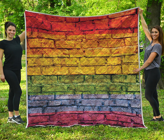 LGBT Pride Rainbow Brick Wall Print Quilt
