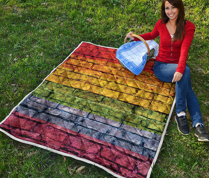 LGBT Pride Rainbow Brick Wall Print Quilt