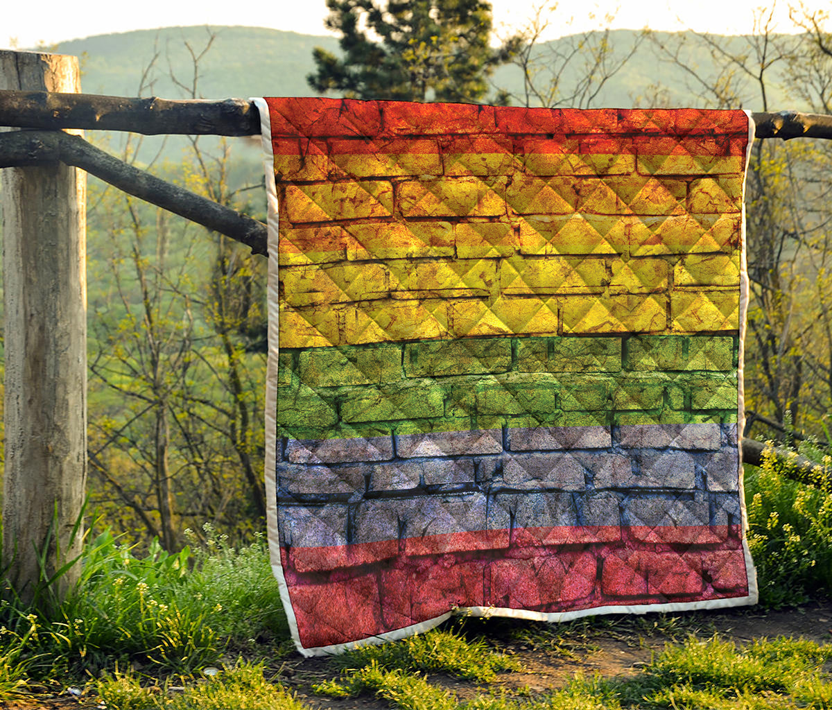 LGBT Pride Rainbow Brick Wall Print Quilt