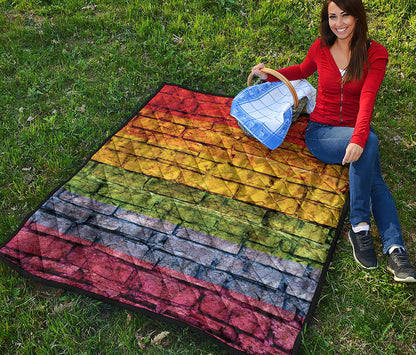 LGBT Pride Rainbow Brick Wall Print Quilt