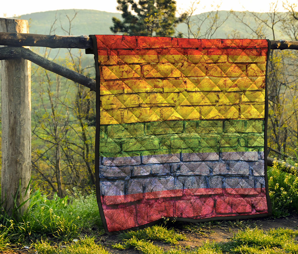 LGBT Pride Rainbow Brick Wall Print Quilt