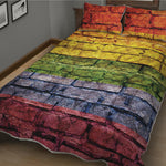 LGBT Pride Rainbow Brick Wall Print Quilt Bed Set