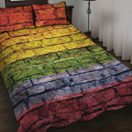 LGBT Pride Rainbow Brick Wall Print Quilt Bed Set