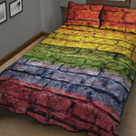LGBT Pride Rainbow Brick Wall Print Quilt Bed Set