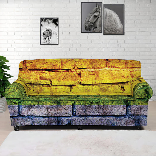 LGBT Pride Rainbow Brick Wall Print Sofa Cover