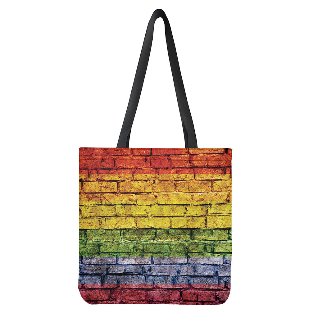LGBT Pride Rainbow Brick Wall Print Tote Bag