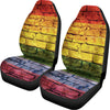 LGBT Pride Rainbow Brick Wall Print Universal Fit Car Seat Covers