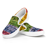 LGBT Pride Rainbow Brick Wall Print White Slip On Shoes