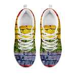 LGBT Pride Rainbow Brick Wall Print White Sneakers