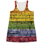LGBT Pride Rainbow Brick Wall Print Women's Racerback Tank Top