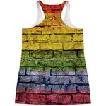 LGBT Pride Rainbow Brick Wall Print Women's Racerback Tank Top