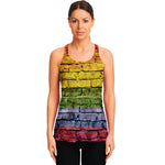 LGBT Pride Rainbow Brick Wall Print Women's Racerback Tank Top