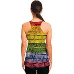 LGBT Pride Rainbow Brick Wall Print Women's Racerback Tank Top