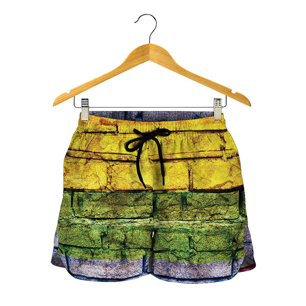 LGBT Pride Rainbow Brick Wall Print Women's Shorts